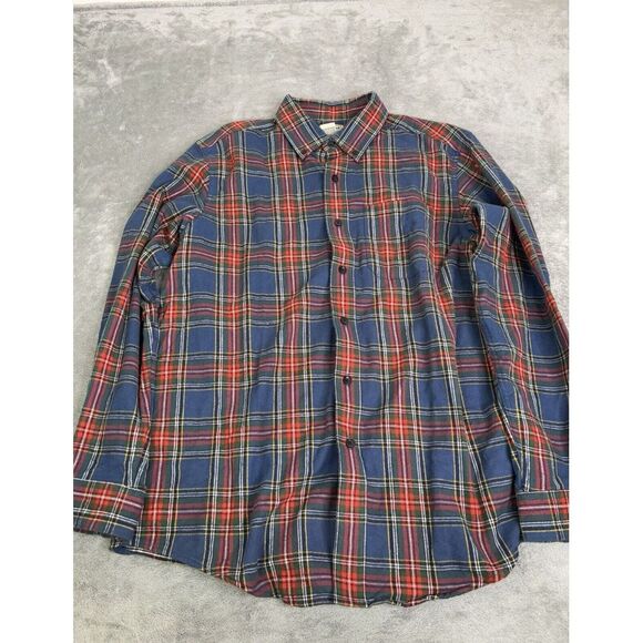 L.L. Bean Men's Scotch Plaid Flannel Shirt Size Medium Blue - Picture 1 of 7